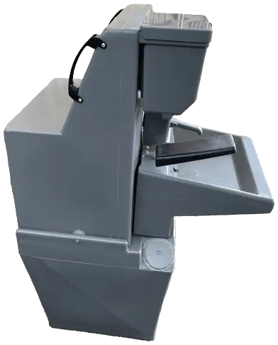 OKADA wheelchair-accessible portable handwash station, fully stocked and ready for rental