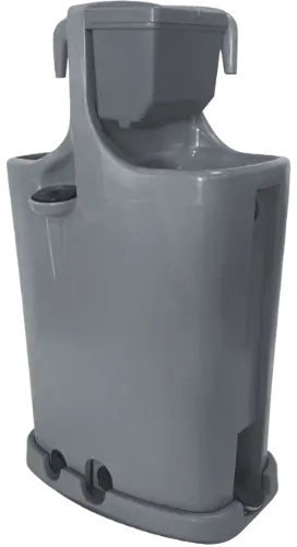 Stowaway double-sided portable handwash station for construction sites and events